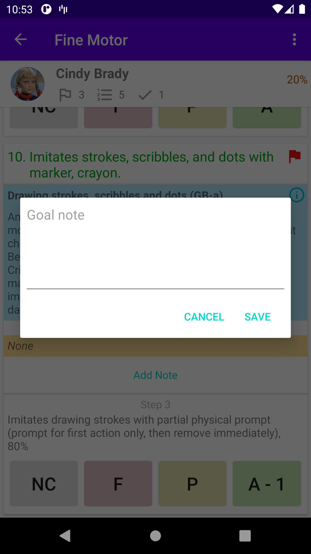 Android App Goal Note Editor