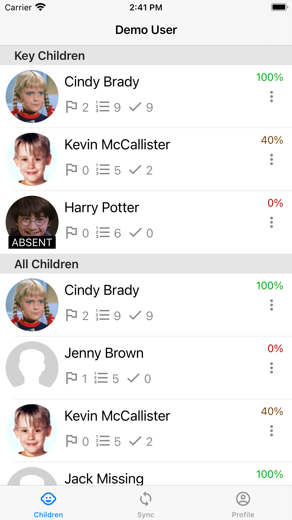iOS App Children List